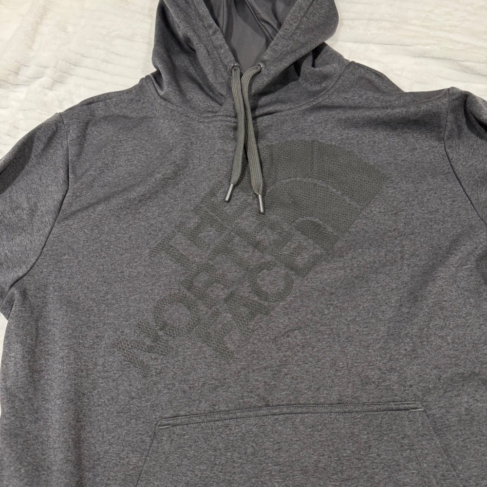 The North Face Mens Large Gray Tonal Logo Fleece Pullover Hoodie Sweatshirt - Picture 2 of 7